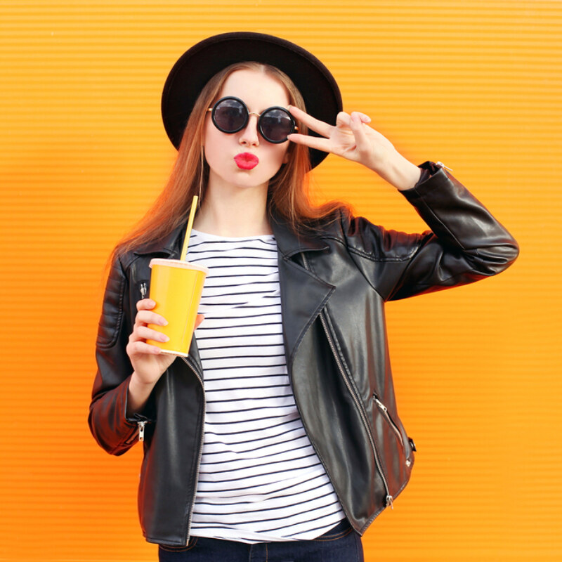 Fashion,Pretty,Woman,In,Black,Rock,Style,Having,Fun,Over